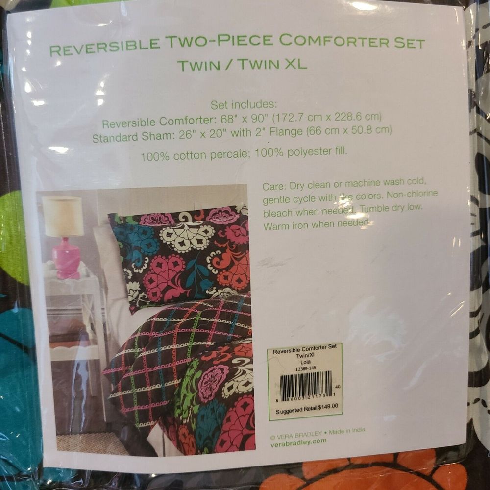 NWT Vera Bradley Twin Comforter set in Lola - Picture 2 of 3